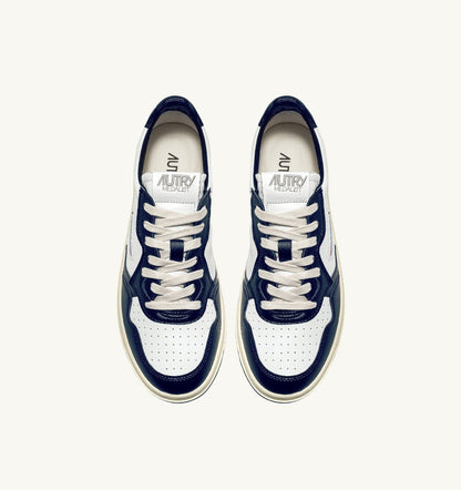 MEDALIST LOW BICOLOR SNEAKERS IN WHITE AND BLUE LEATHER