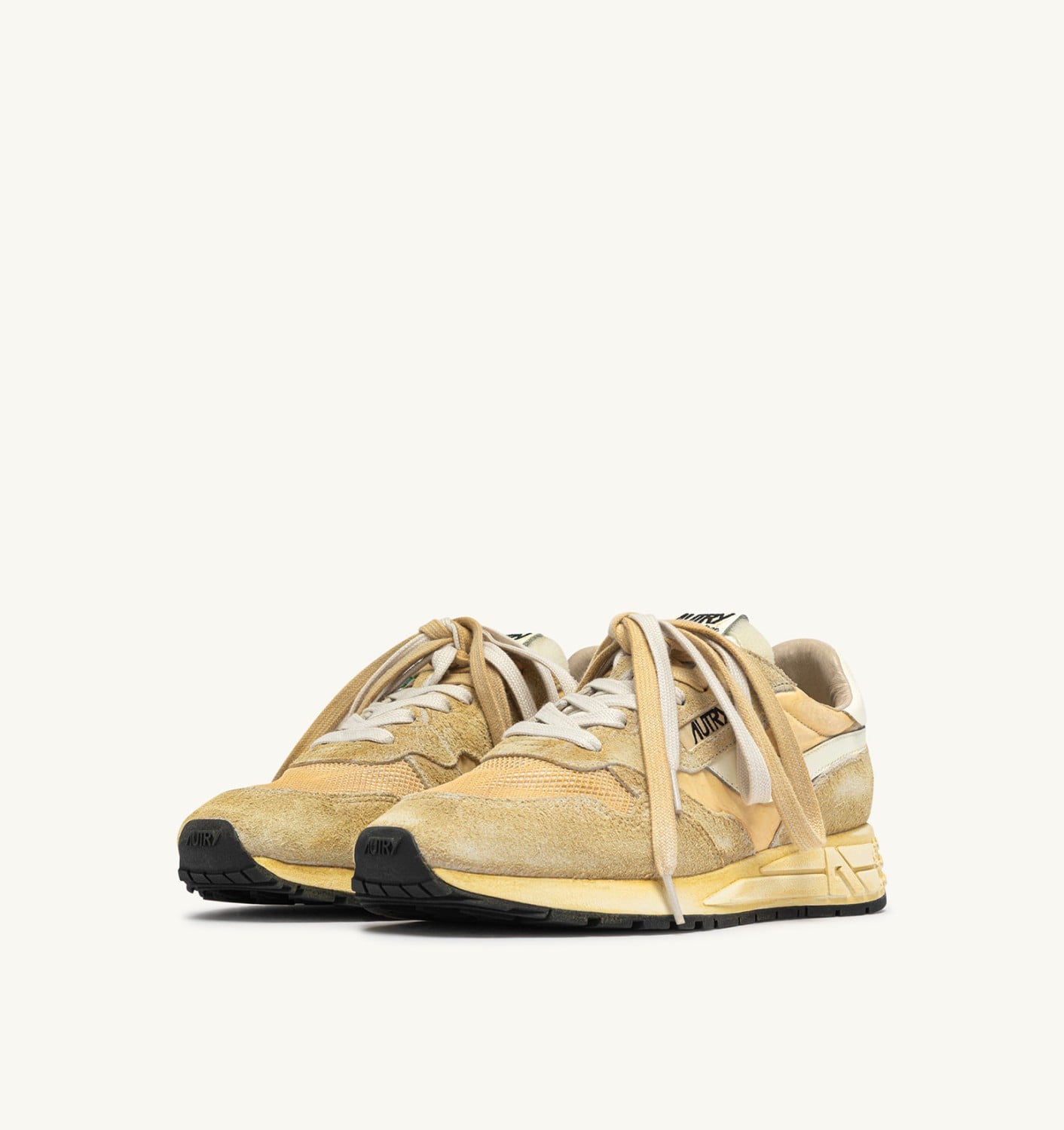 REELWIND SUPER VINTAGE SNEAKERS IN YOLK YELLOW AND WHITE SUEDE AND NYLON