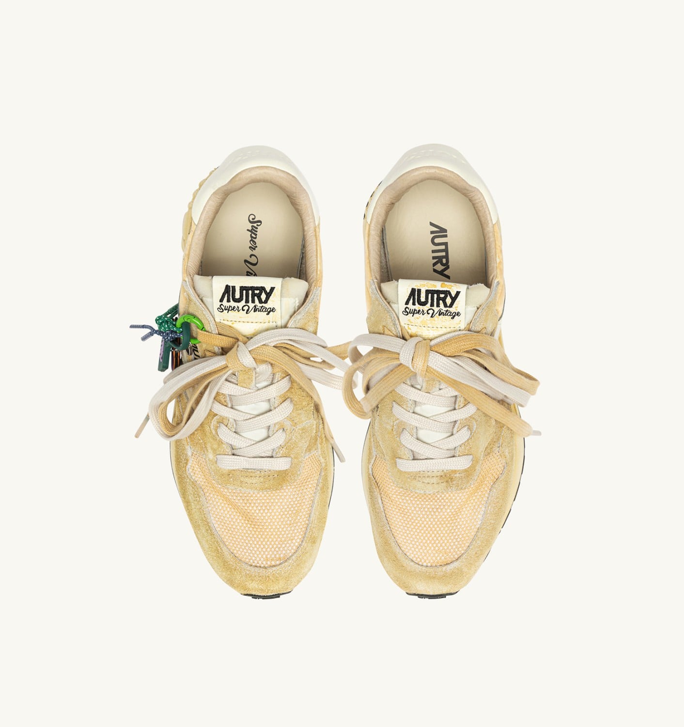 REELWIND SUPER VINTAGE SNEAKERS IN YOLK YELLOW AND WHITE SUEDE AND NYLON