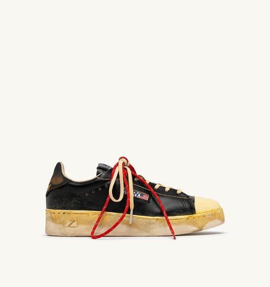 DALLAS LOW SUPER VINTAGE SNEAKERS IN BLACK LEATHER