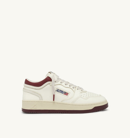MED-WAY SNEAKERS IN LEATHER COLOR MARSHMALLOW AND SYRAH