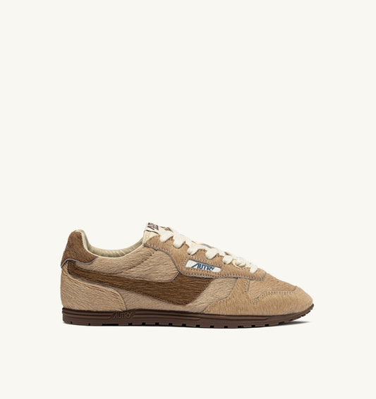 WINDSPIN SNEAKERS IN BEIGE AND BROWN PONY HAIR EFFECT
