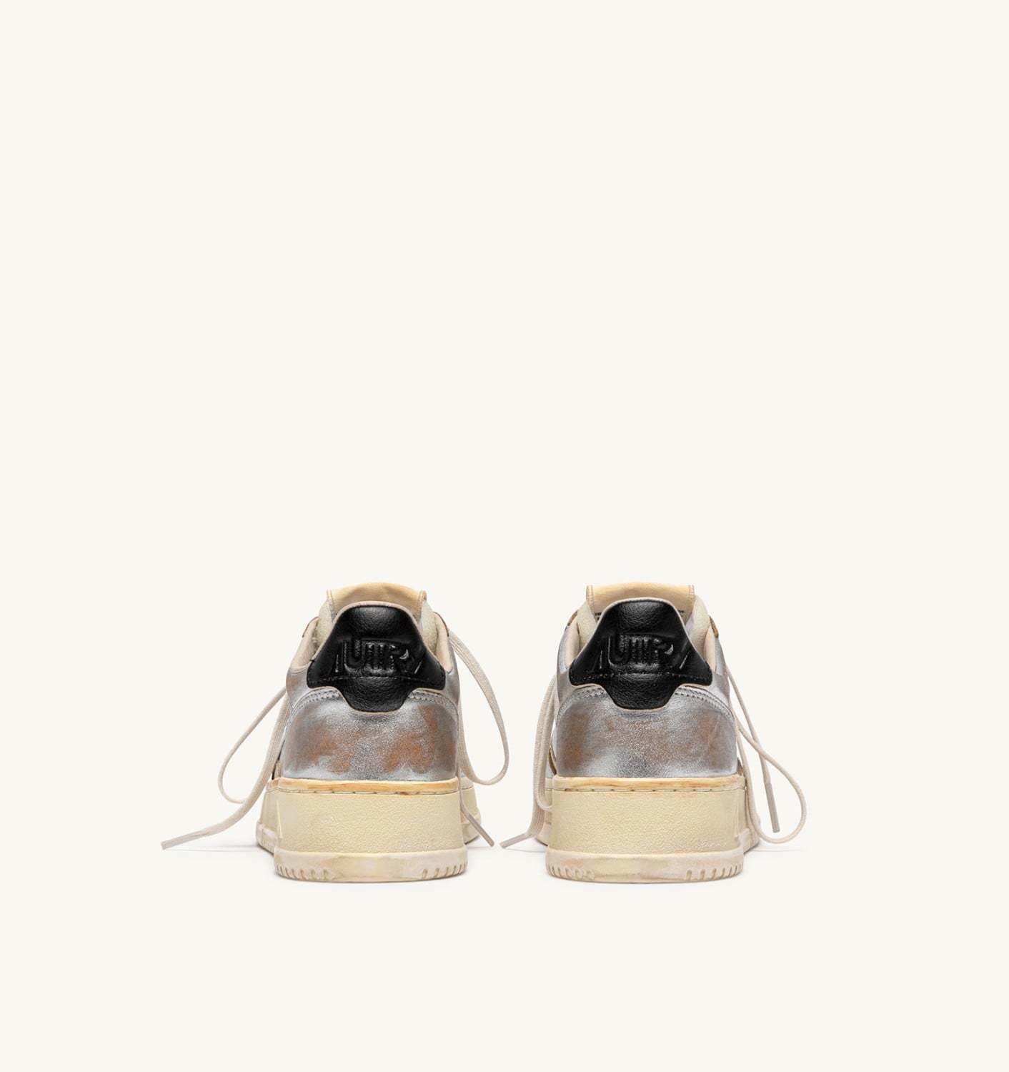 MEDALIST LOW SUPER VINTAGE SNEAKERS IN SILVER, PLATINUM AND BLACK LEATHER