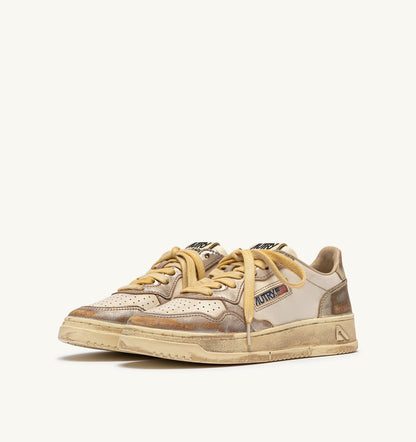 MEDALIST LOW SUPER VINTAGE SNEAKERS IN SILVER AND PLATINUM LEATHER