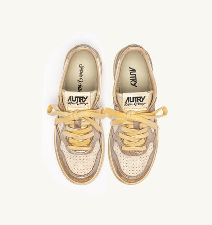 MEDALIST LOW SUPER VINTAGE SNEAKERS IN SILVER AND PLATINUM LEATHER