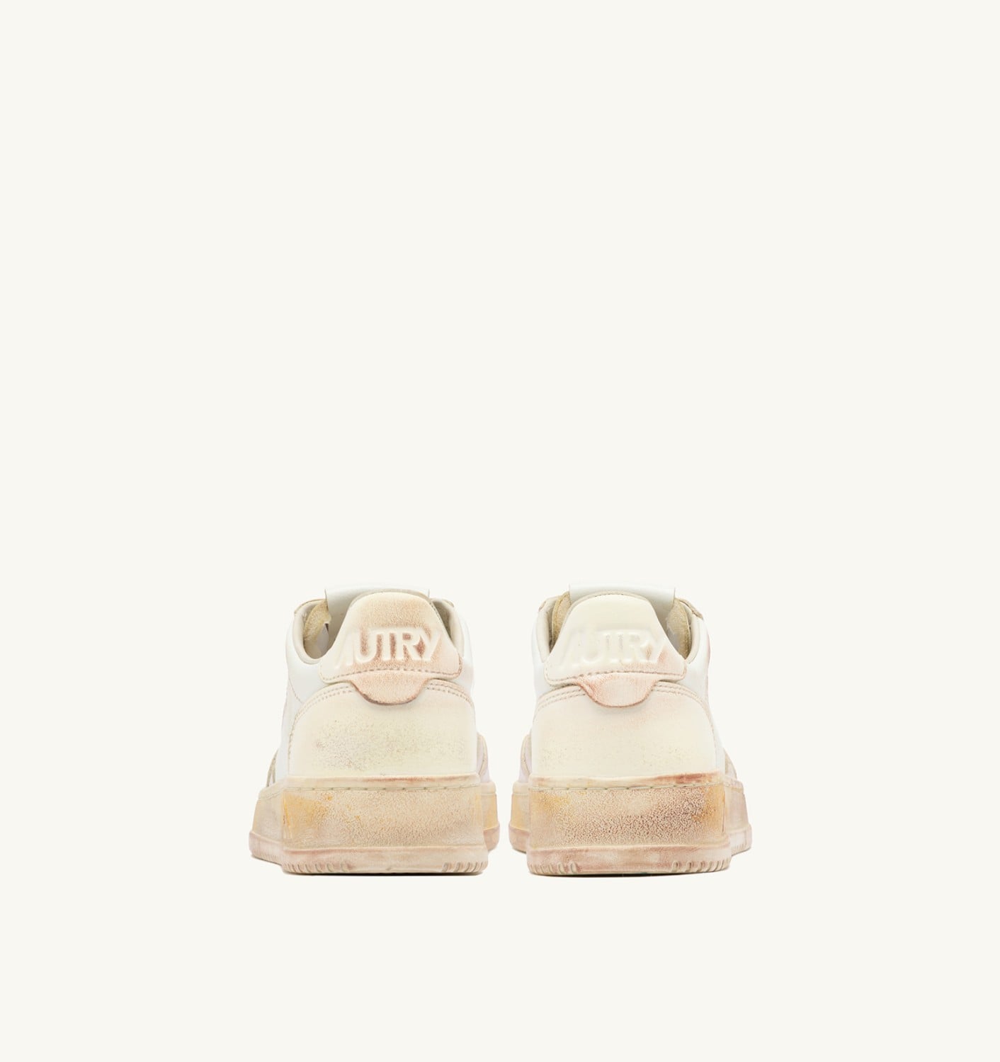 MEDALIST LOW SUPER VINTAGE SNEAKERS IN VANILLA WHITE AND MAUVE LEATHER