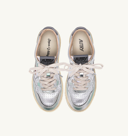 MEDALIST LOW SNEAKERS SUPER VINTAGE IN SILVER TONE METALIZED LEATHER
