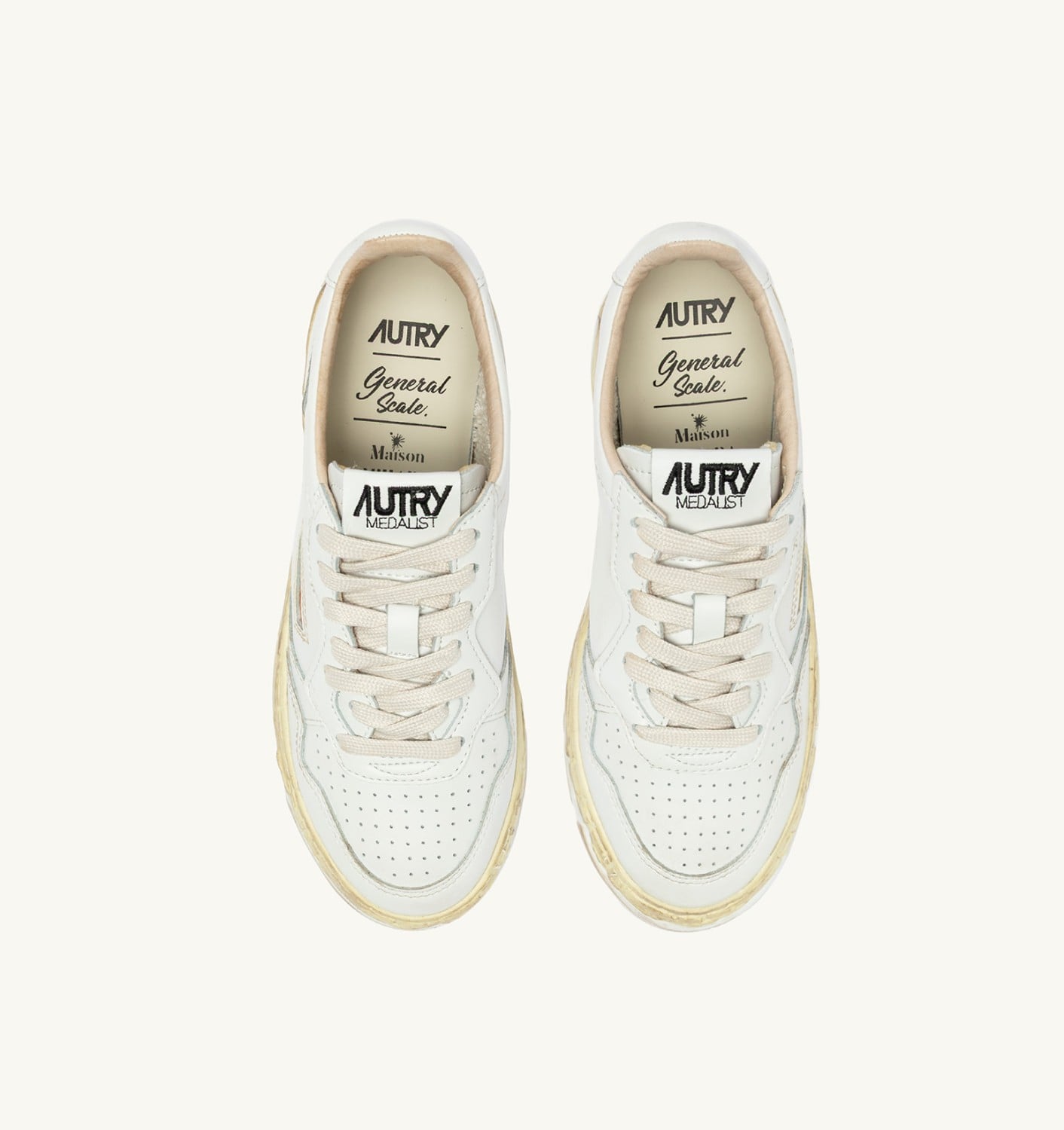 MEDALIST LOW SUPER VINTAGE 'Autry x Maison MIHARA YASUHIRO General Scale.' SNEAKERS IN WHITE LEATHER