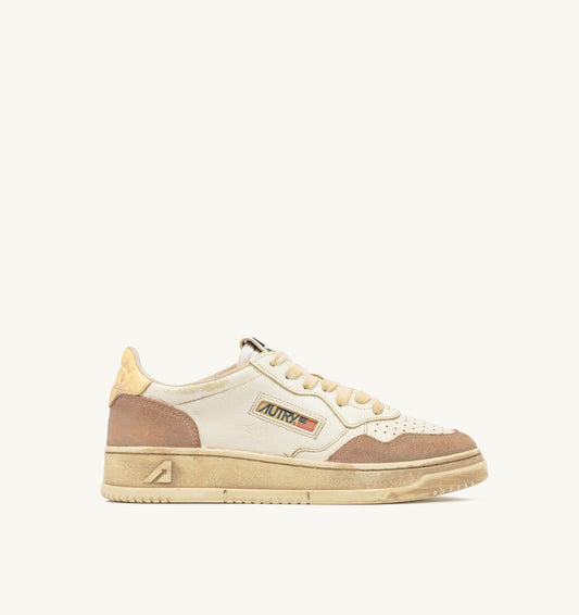 MEDALIST LOW SUPER VINTAGE SNEAKERS IN WHITE AND PHARD LEATHER AND SUEDE