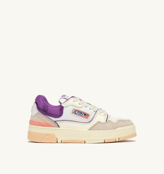 SNEAKERS CLC LOW IN WHITE SAND AND DEWBERRY LEATHER AND SUEDE