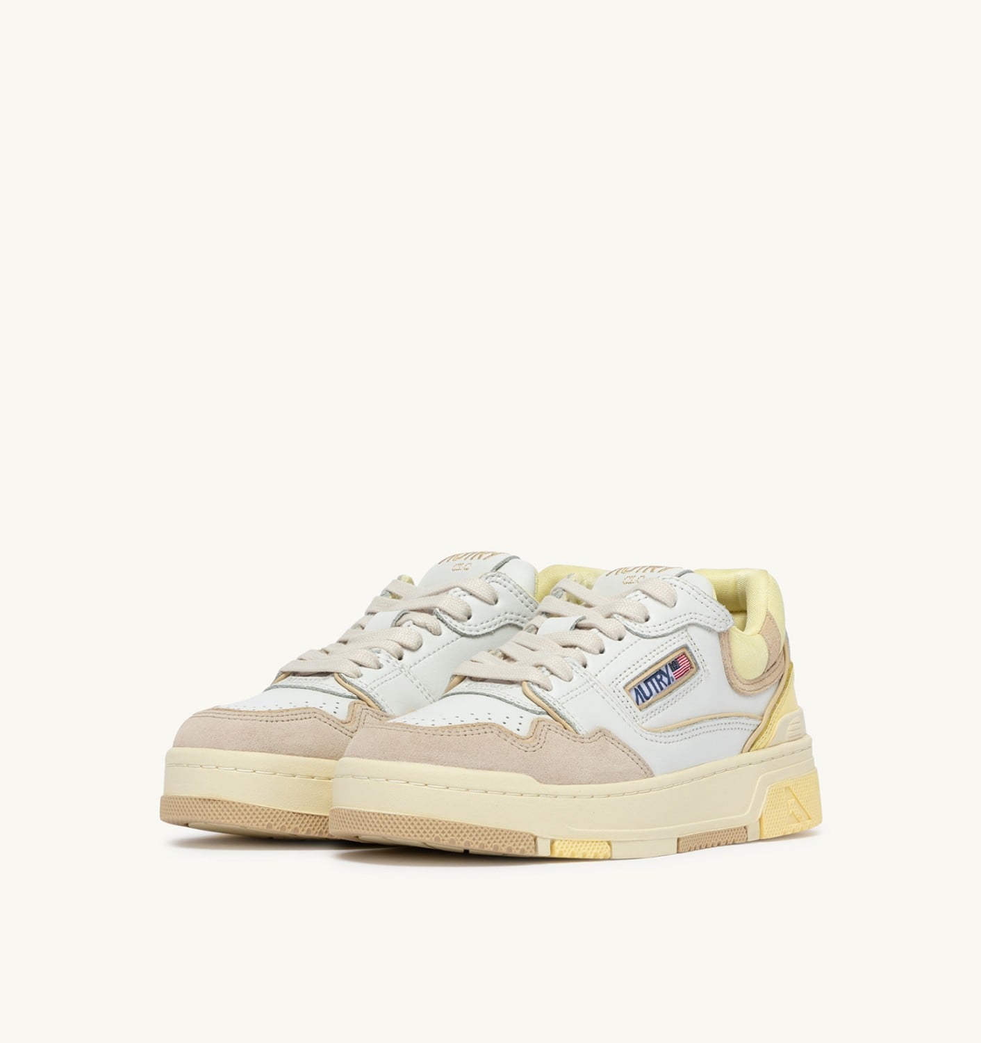 SNEAKERS CLC LOW IN WHITE BOULDER AND LEMON MERINGUE LEATHER AND SUEDE