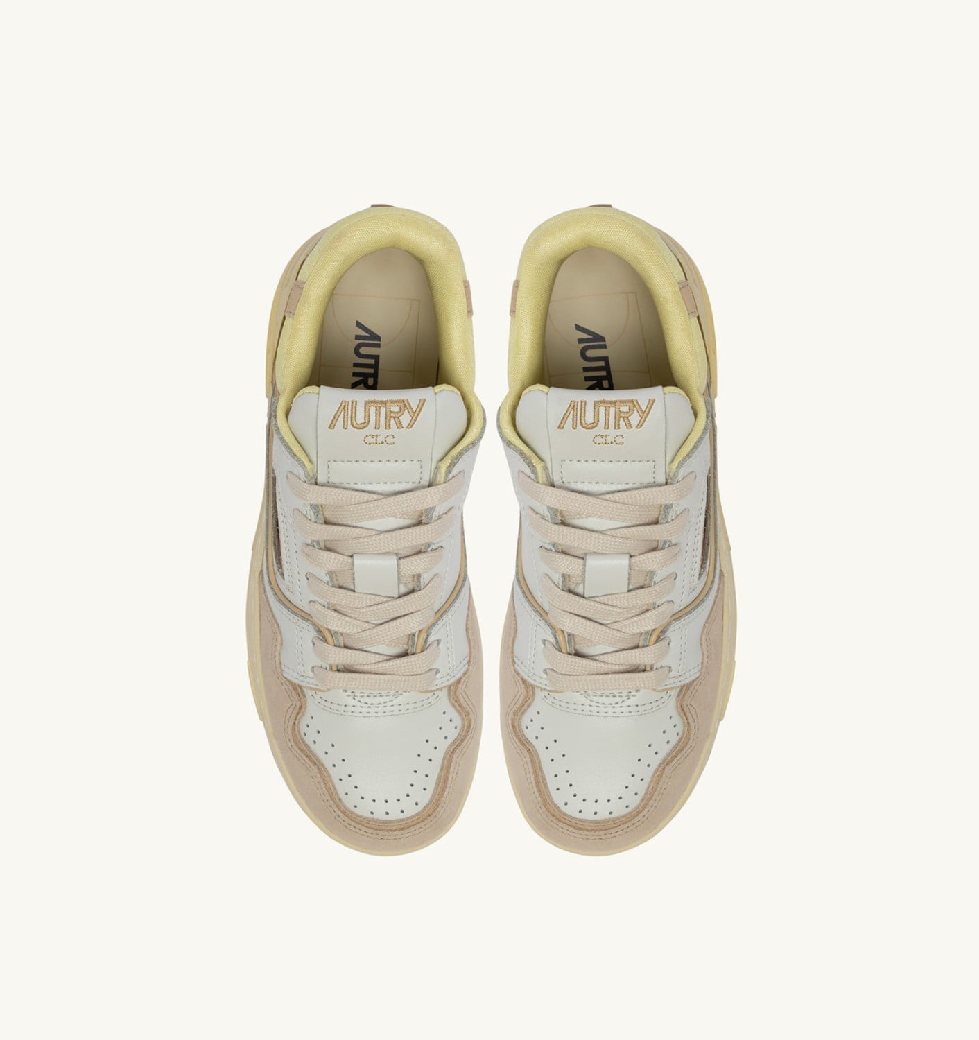 SNEAKERS CLC LOW IN WHITE BOULDER AND LEMON MERINGUE LEATHER AND SUEDE