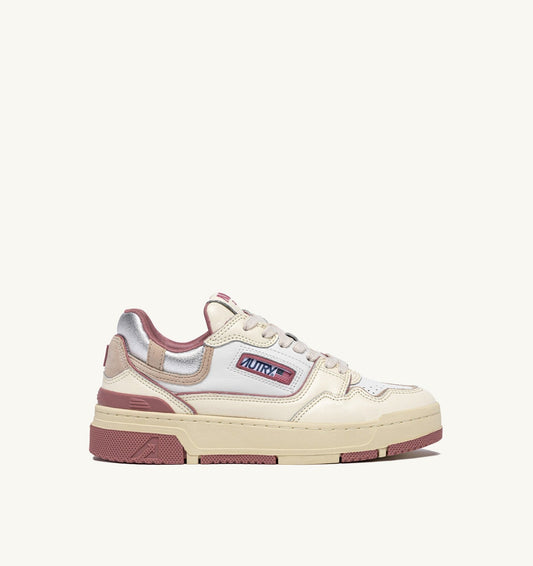CLC LOW SNEAKERS IN WHISPER WHITE ASH ROSE AND SILVER LEATHER