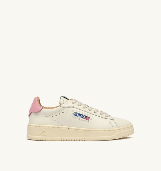 DALLAS LOW SNEAKERS IN MARSHMALLOW AND PINK DOLPHIN LEATHER