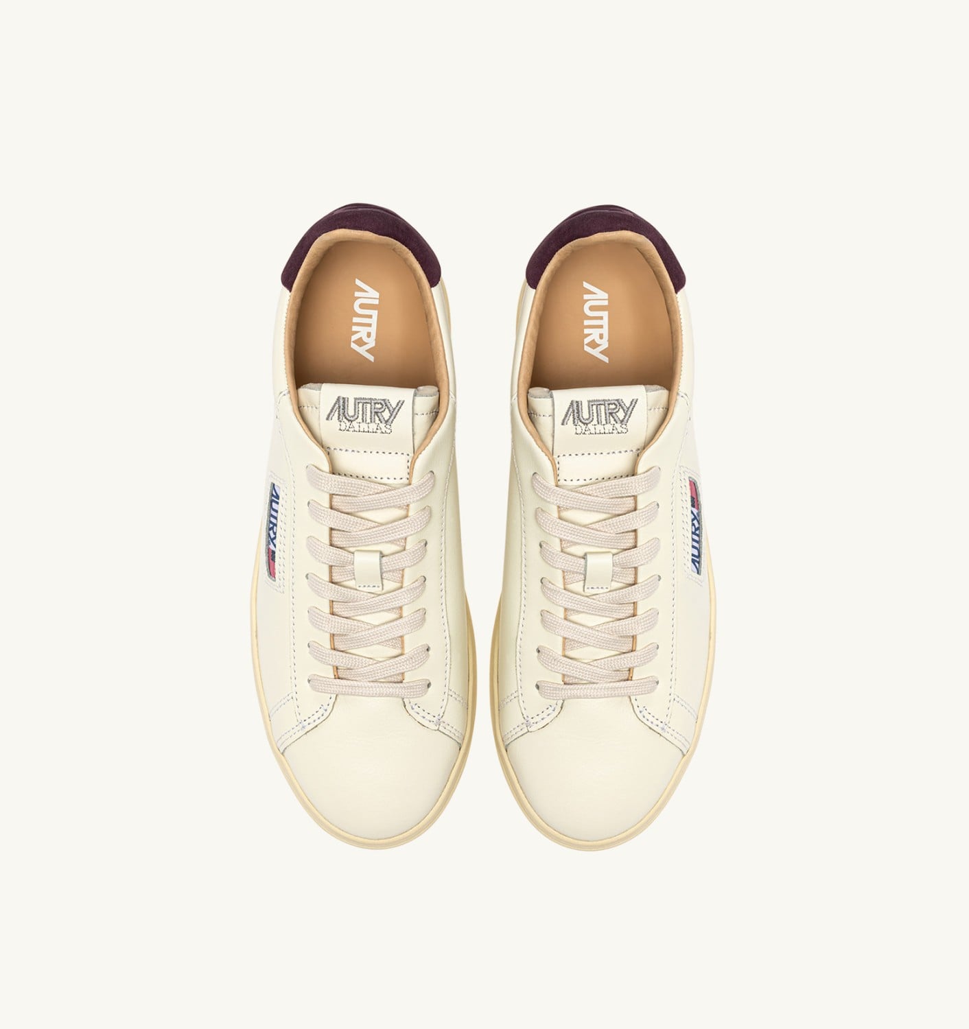 DALLAS LOW SNEAKERS IN MARSHMALLOW AND FIG LEATHER
