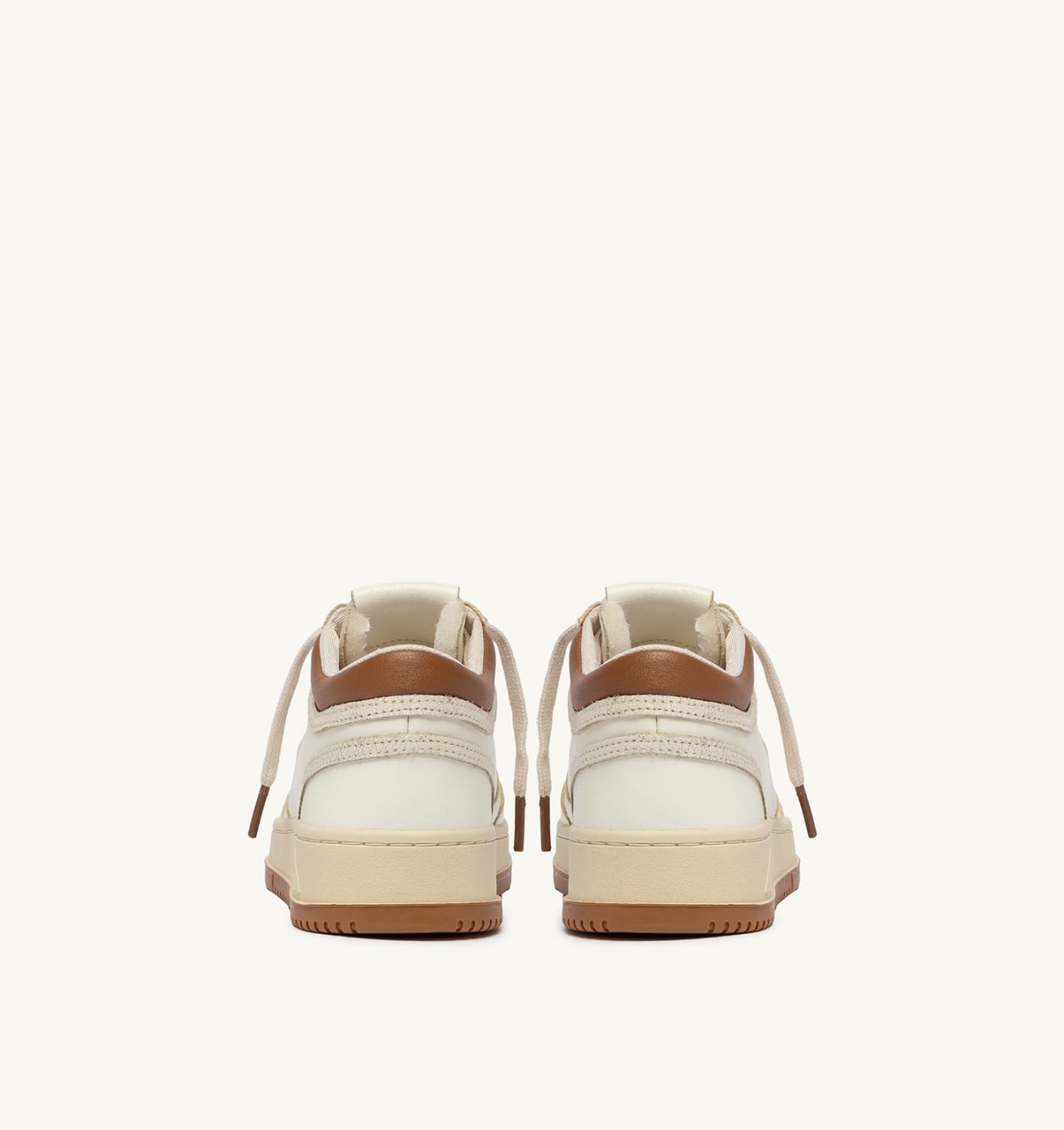 MED-WAY SNEAKERS IN LEATHER COLOR MARSHMALLOW AND BROWN SUGAR