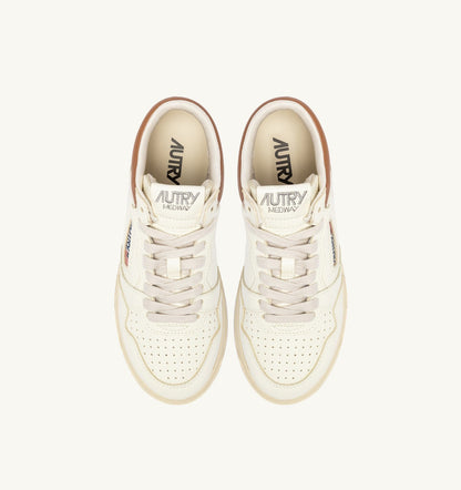 MED-WAY SNEAKERS IN LEATHER COLOR MARSHMALLOW AND BROWN SUGAR