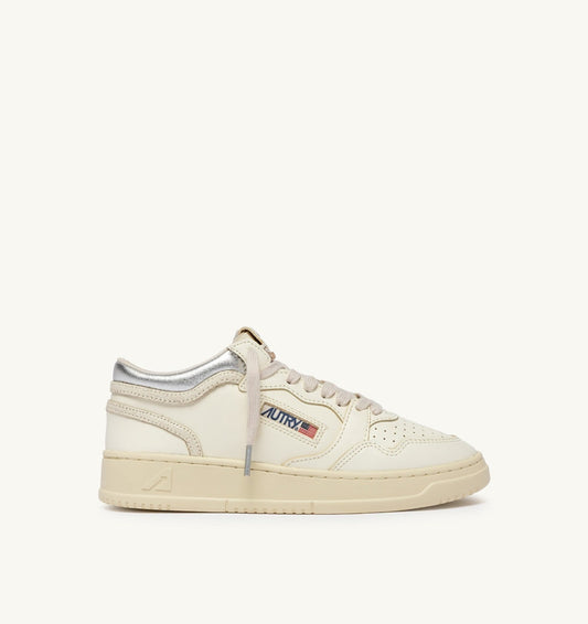 MED-WAY SNEAKERS IN LEATHER COLOR MARSHMALLOW AND SILVER