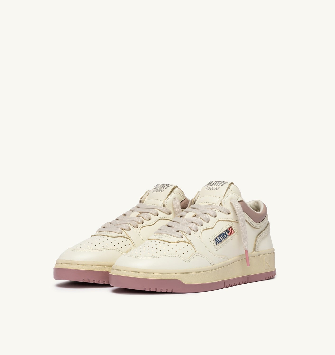 MED-WAY SNEAKERS IN LEATHER COLOR MARSHMALLOW AND ZEPHYR