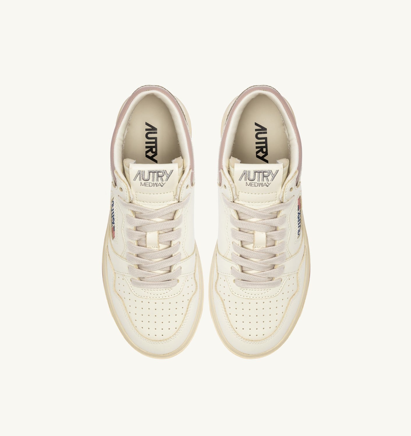 MED-WAY SNEAKERS IN LEATHER COLOR MARSHMALLOW AND ZEPHYR