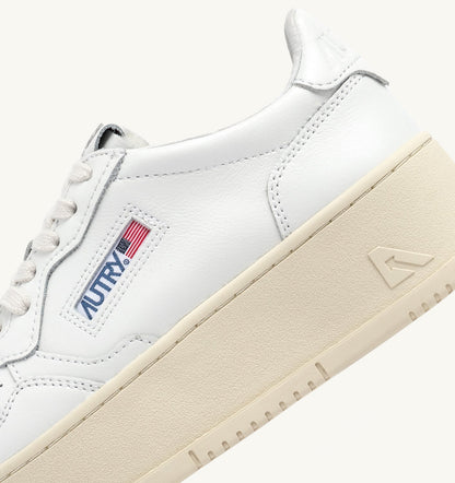 MEDALIST PLATFORM SNEAKERS IN WHITE LEATHER