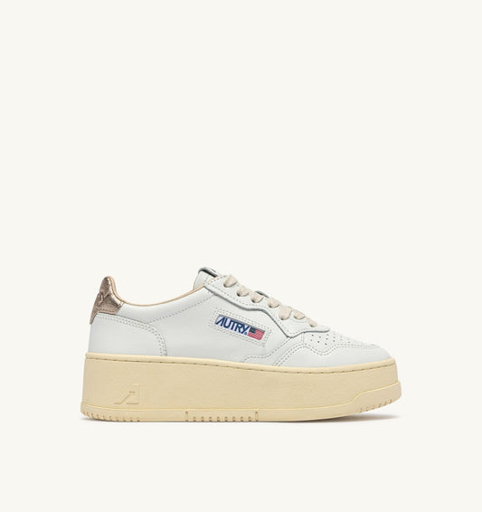 MEDALIST PLATFORM SNEAKERS IN FEATHER GRAY AND WHITE SUEDE AND LEATHER